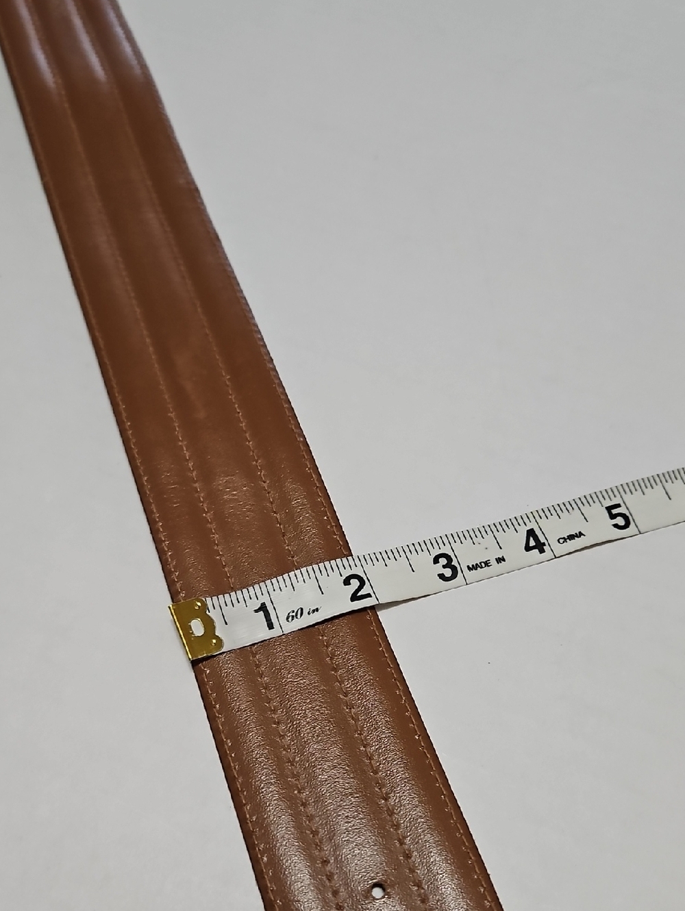 Cipriani Italian Saddle Leather Brown Wide Belt with Contrast Stitching Size M - Picture 6 of 9